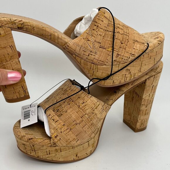 New Torrid Tan Platform Cork Heels - Size 8W - Picture 5 of 7
